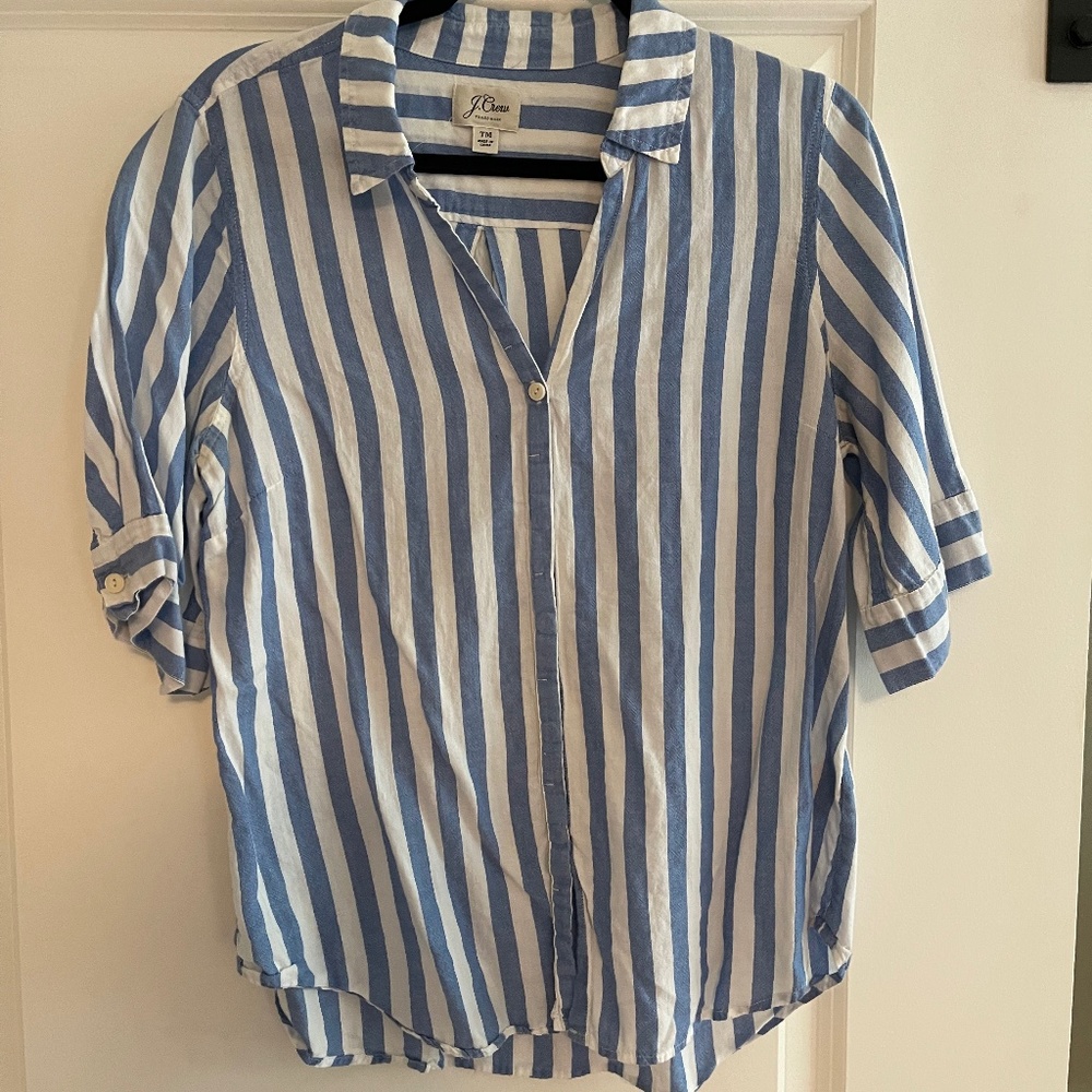 JCrew Blue / White Stripe Blouse